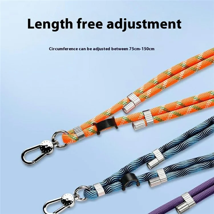 8mm Adjustanle Nylon Phone Lanyard Zinc Alloy Buckle Crossbody Neck Strap with Bidirectional Clip - Purple Blue