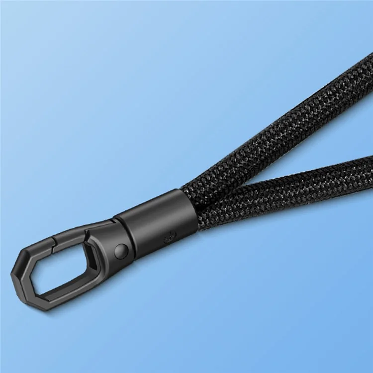 6mm Polyester Wrist Strap for Mobile Phone Lanyard with Tether Tab, Rotating Buckle - Black