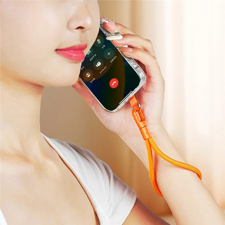 6mm Polyester Wrist Strap for Mobile Phone Lanyard with Tether Tab, Rotating Buckle - Black