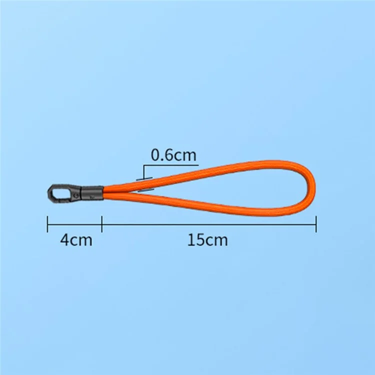 6mm Polyester Wrist Strap for Mobile Phone Lanyard with Tether Tab, Rotating Buckle - Black