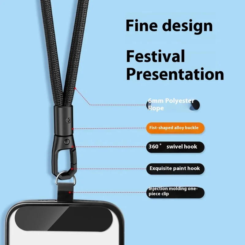 6mm Anti-Lost Phone Lanyard with Tether Tab, Rotating Buckle Cell Phone Neck Strap - Light Camel