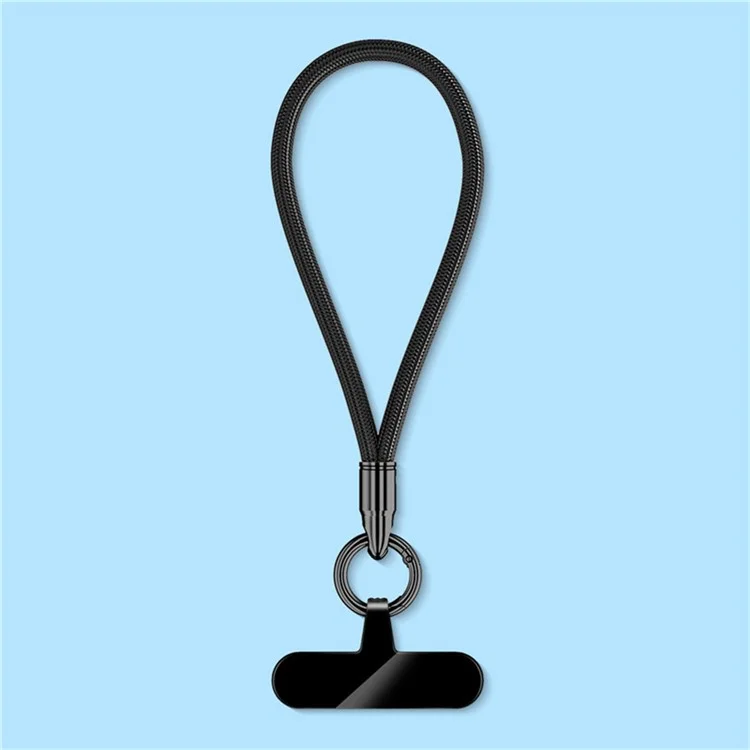 6mm Bullet-Shaped Phone Lanyard with Tether Tab, Detachable Buckle Cell Phone Wrist Strap - Black