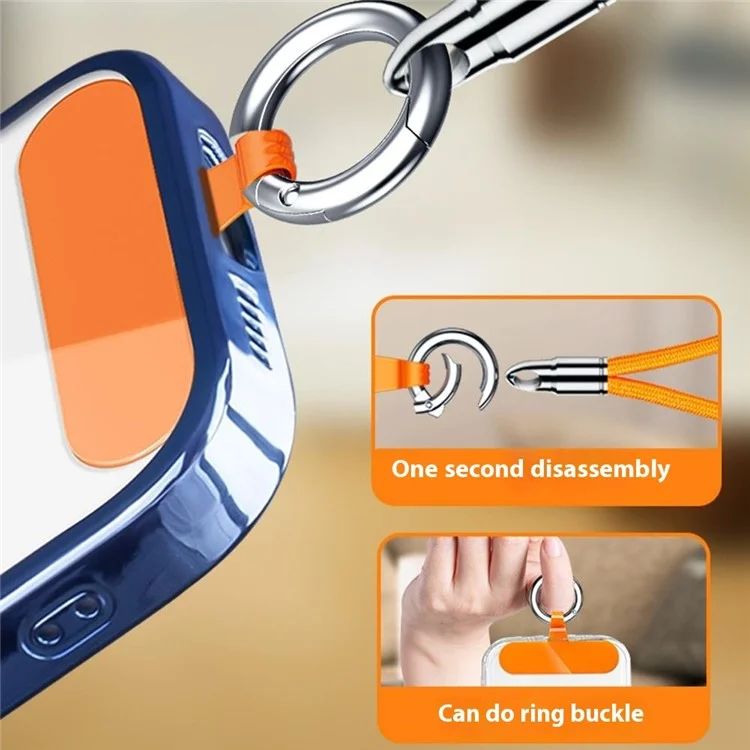 6mm Bullet-Shaped Phone Lanyard with Tether Tab, Detachable Buckle Cell Phone Wrist Strap - Orange