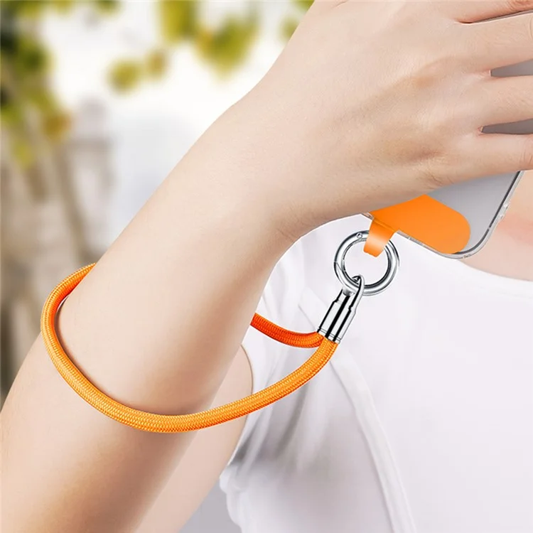 6mm Bullet-Shaped Phone Lanyard with Tether Tab, Detachable Buckle Cell Phone Wrist Strap - Orange
