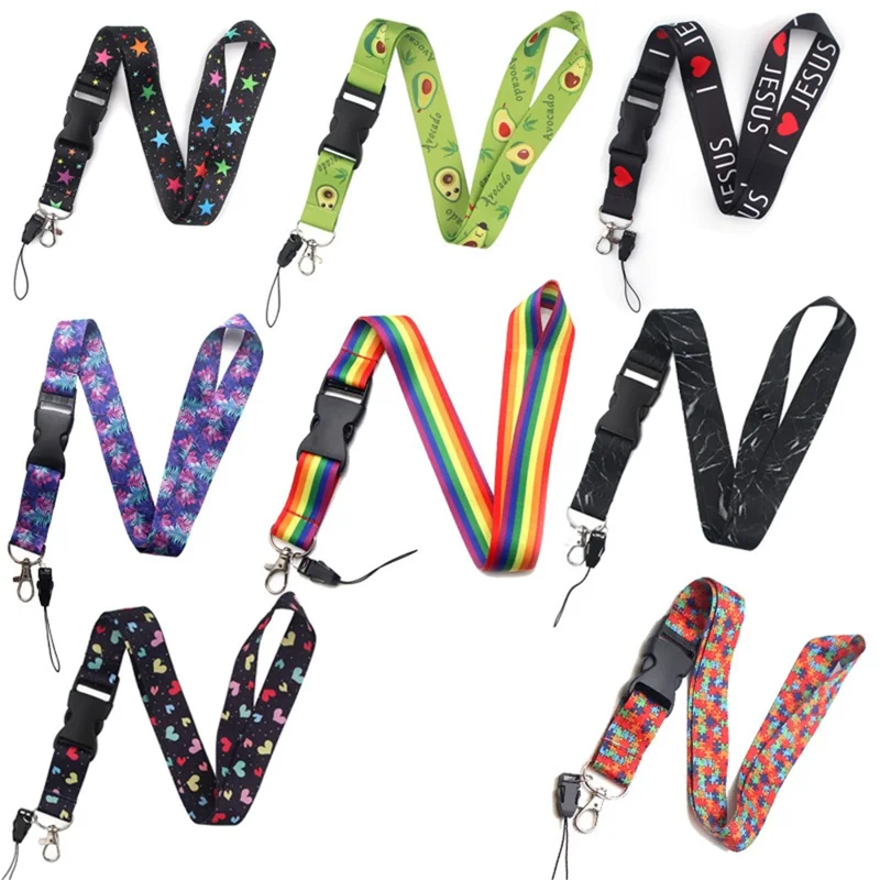 Universal Phone Lanyard Pattern Printing Neck Strap Keys ID Badge Card Holder Hanging Rope - AL3893