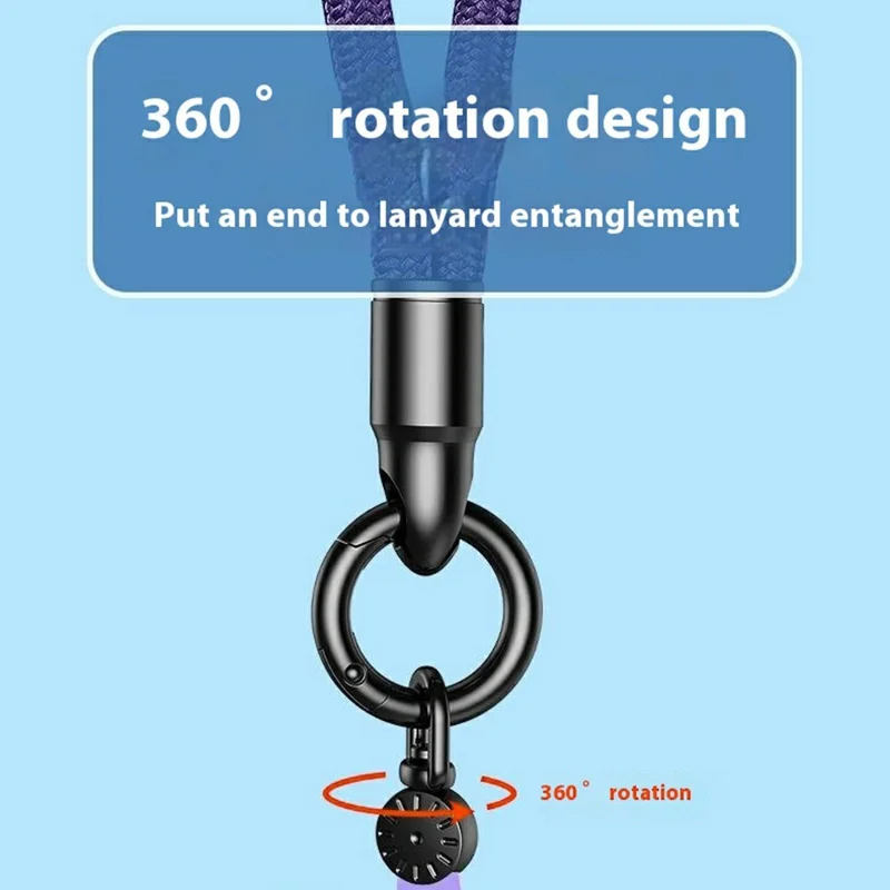 7mm Rotating Watch Dial Design Phone Lanyard with Tether Tab, Ring Hook Neck Straps for Phone Case - Light Camel