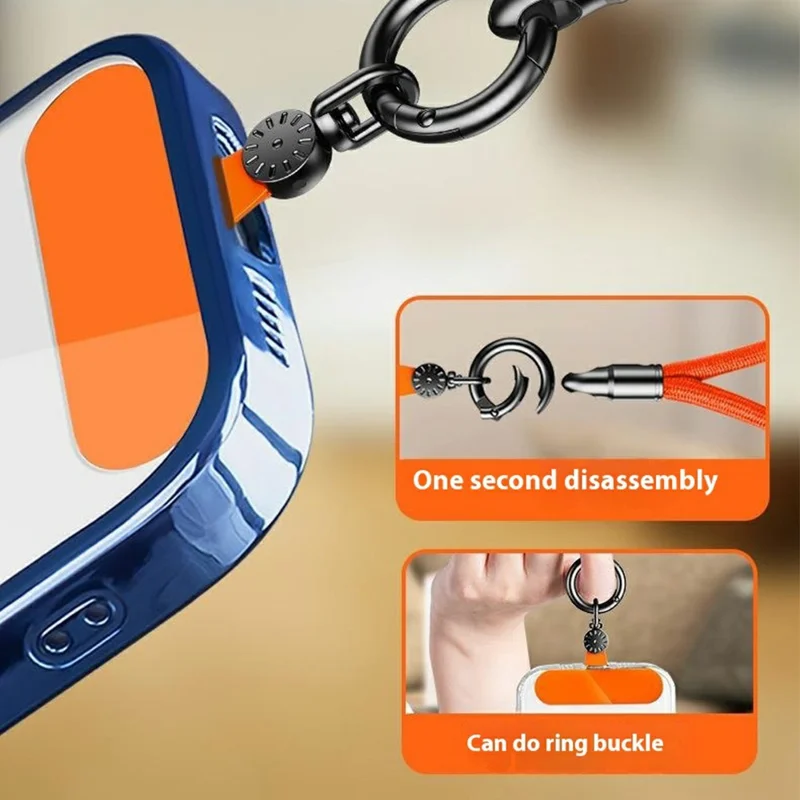 7mm Rotating Watch Dial Design Phone Lanyard with Tether Tab, Ring Hook Neck Straps for Phone Case - Light Camel