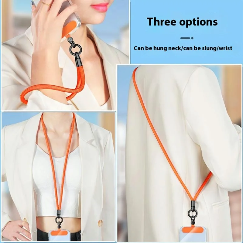 7mm Rotating Watch Dial Design Phone Lanyard with Tether Tab, Ring Hook Neck Straps for Phone Case - Light Camel