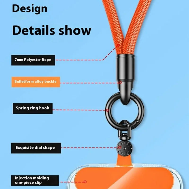 7 -миллиметровый Телефон Crossbody Thone Lanyard с Вкладкой Tether, Ring Hook Rotating The Watch Deign Bynes - Темно -фиолетовый