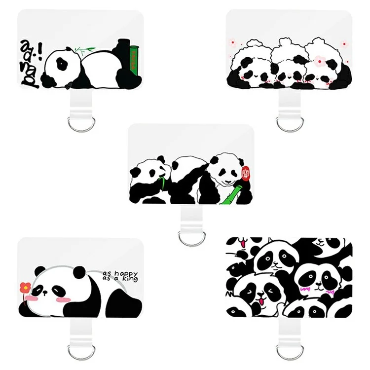 5-Pack TPU Phone Tether Tab Panda Pattern Design Phone Lanyard Patch Phone Strap Replacement Part