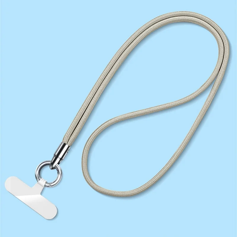 6mm Bullet-Shaped Phone Lanyard with Tether Tab, Detachable Ring Neck Straps for Phone Case - Light Camel