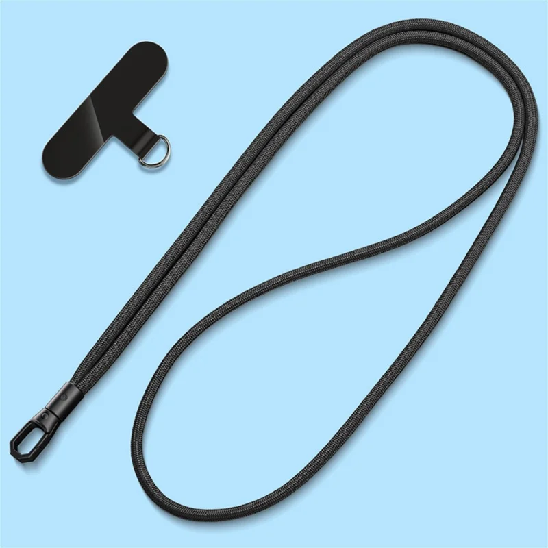 Longe de Téléphone Crossbody de 6 mm Avec Onglet D'attache, Sangles de Téléphone Portable en Boucle Rotative - Noir