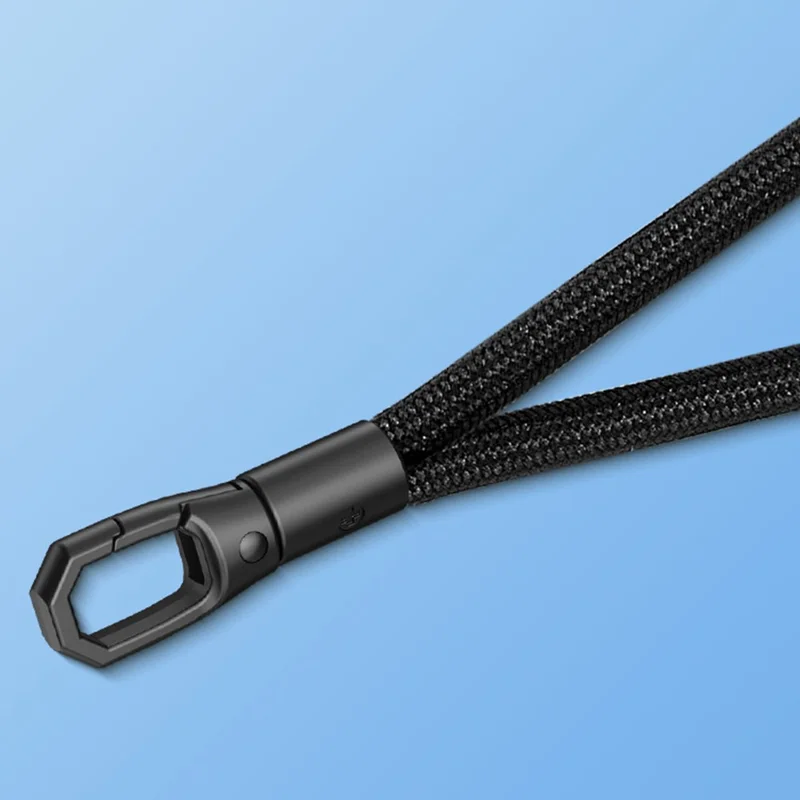 Longe de Téléphone Crossbody de 6 mm Avec Onglet D'attache, Sangles de Téléphone Portable en Boucle Rotative - Noir
