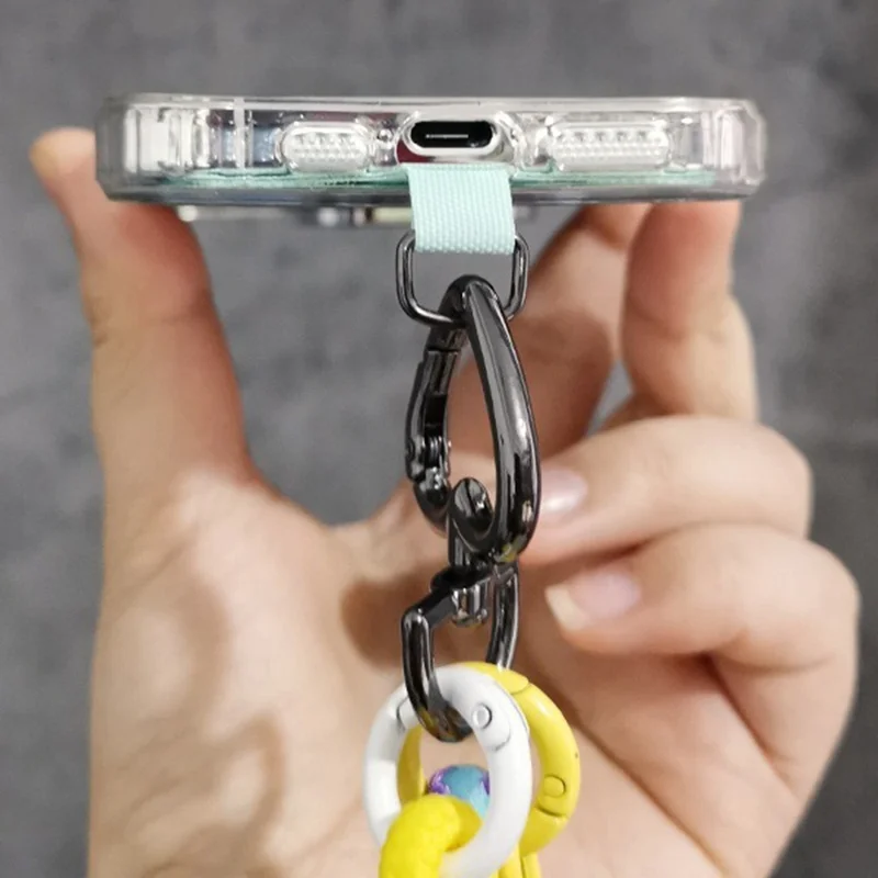 6mm Thick Crossbody Phone Lanyard Adjustable Polyester Neck Strap with Tether Tab, Total Length: 122cm - Cyan+Yellow