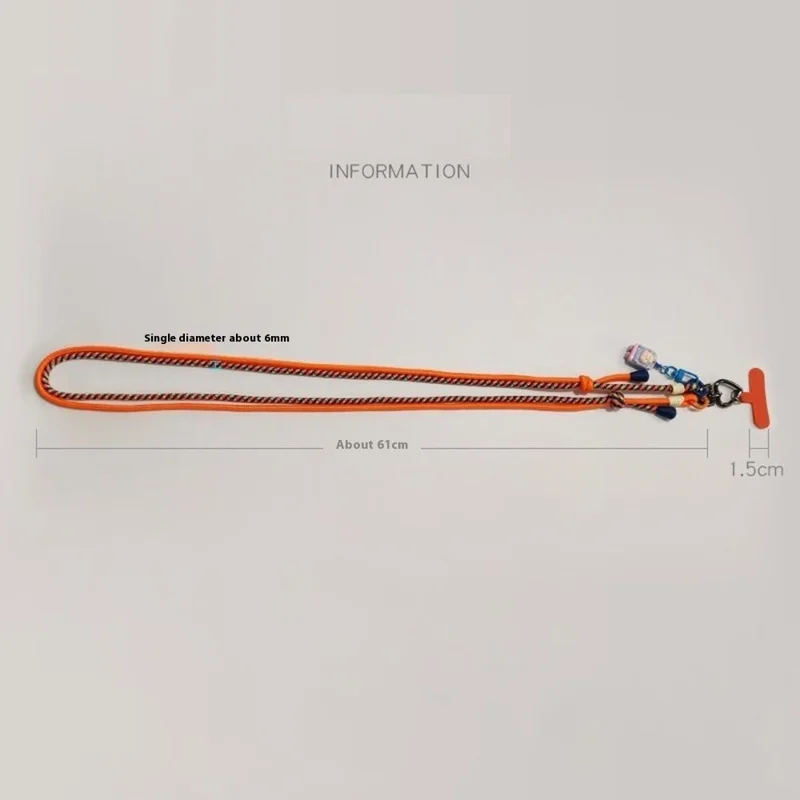 6mm Thick Crossbody Phone Lanyard Adjustable Polyester Neck Strap with Tether Tab, Total Length: 122cm - Cyan+Yellow