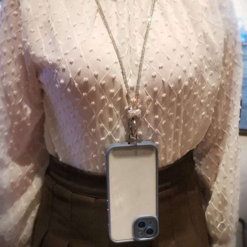 Phone Neck Strap Wrist Strap Rhinestone Decor Butterfly Knot Lanyards with 2 Tether Tabs - Colorful