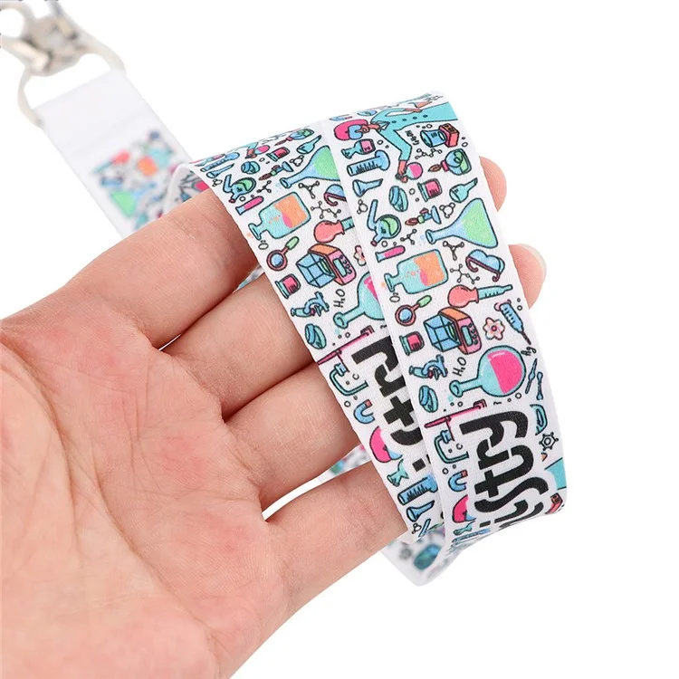 Mobile Phone Lanyard Chemistry Pattern ID Badge Holder Keychain Nylon Rope Nylon Neck Strap - AL404