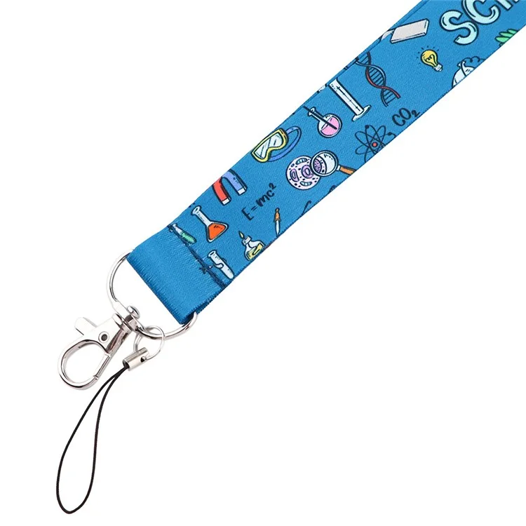 Mobile Phone Lanyard Chemistry Pattern ID Badge Holder Keychain Nylon Rope Nylon Neck Strap - AL404