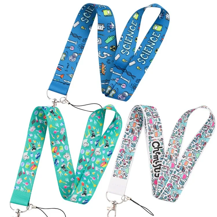 Mobile Phone Lanyard Chemistry Pattern ID Badge Holder Keychain Nylon Rope Nylon Neck Strap - AL404