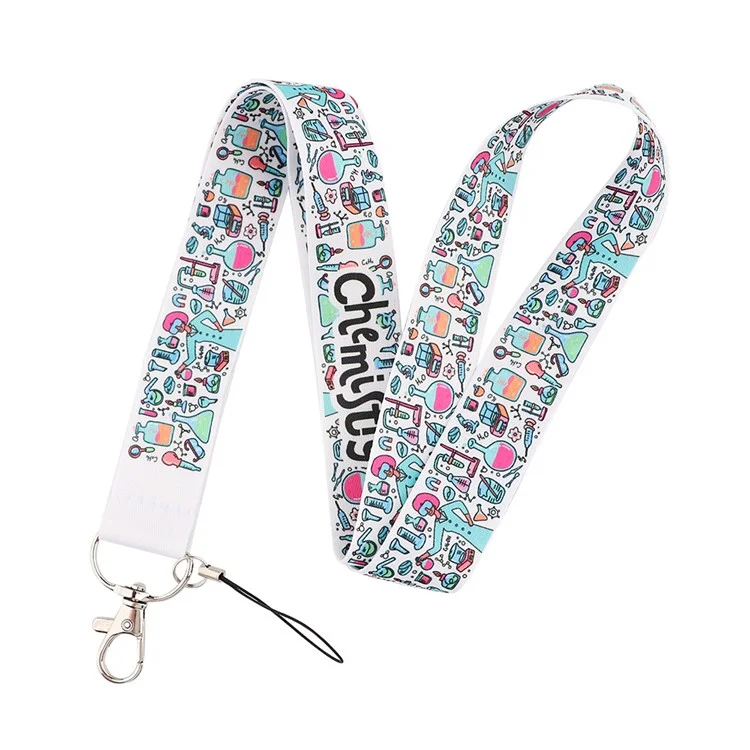 Mobile Phone Lanyard Chemistry Pattern ID Badge Holder Keychain Nylon Rope Nylon Neck Strap - AL360