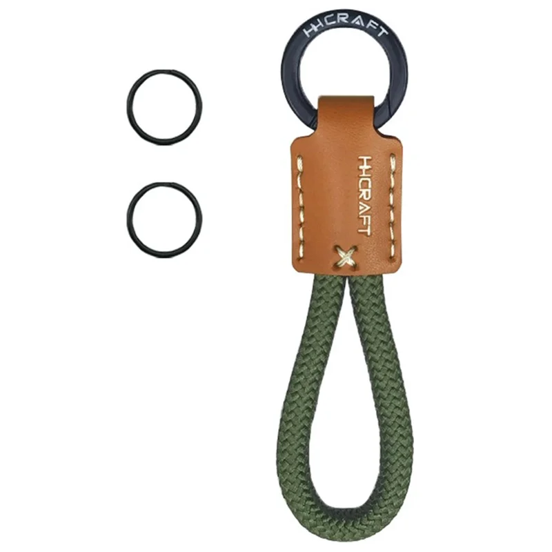 HHCRAFT h24-0319 Wrist Strap Genuine Cow Leather Phone Bracelet Strap Keychain Holder - Army Green