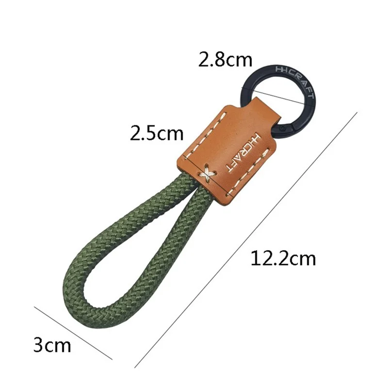 HHCRAFT h24-0319 Wrist Strap Genuine Cow Leather Phone Bracelet Strap Keychain Holder - Army Green