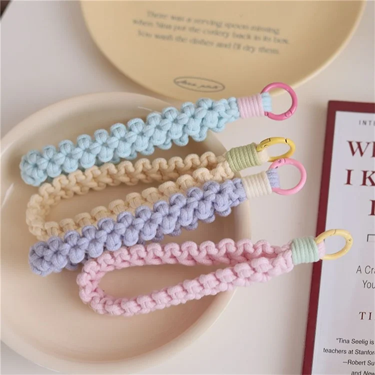 Q-058 Phone Wrist Strap Hand-Woven Wristlet Bracelet Keychain Cell Phone Lanyard - Light Purple