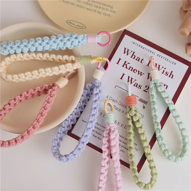 Q-058 Phone Wrist Strap Hand-Woven Wristlet Bracelet Keychain Cell Phone Lanyard - Light Purple