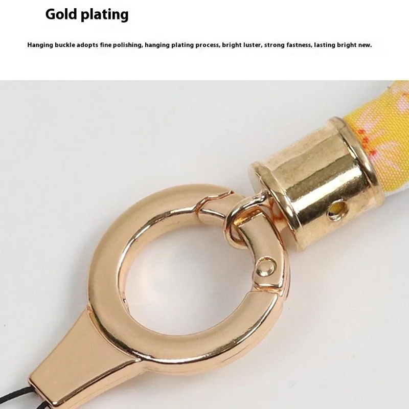 Detachable Cell Phone Lanyard Set Fabric Neck Strap Phone Wrist Strap - Chrysanthemum / Sapphire Blue