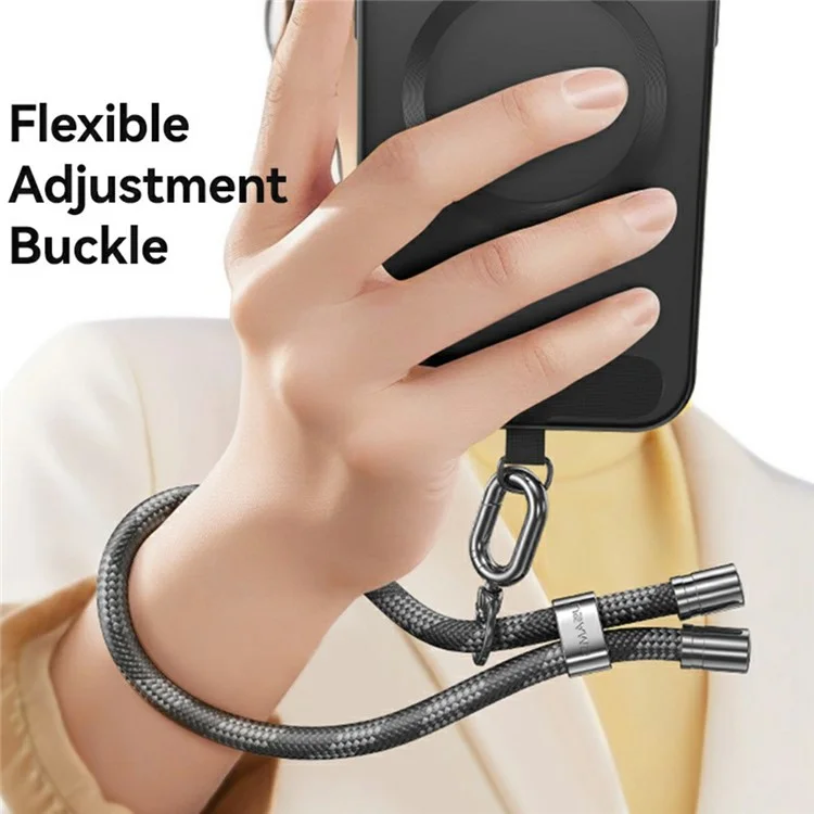 USAMS ZB317 34cm Phone Lanyard Polyester Adjustable Wrist Strap with Tether Tab - Purple