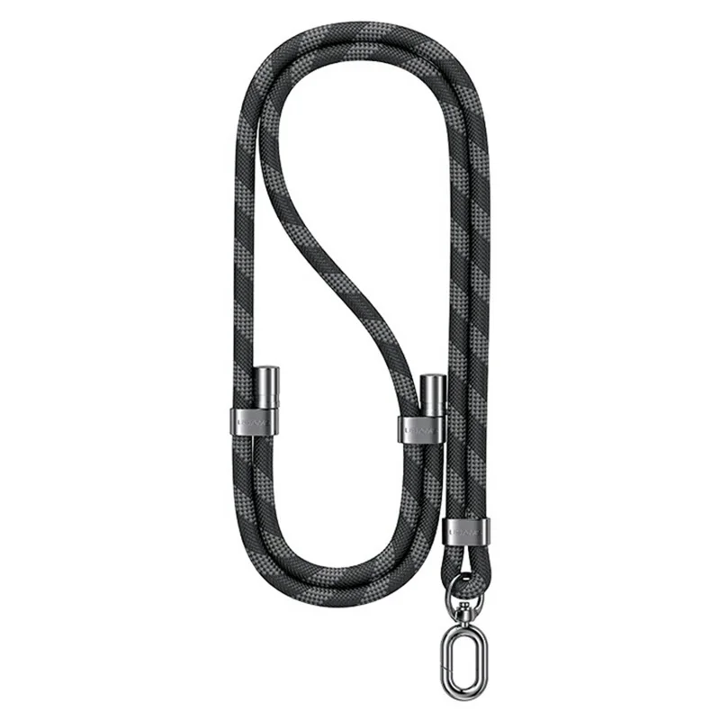 USAMS ZB316 Handytrageriemen Polyester Verstellbarer Halsgurt mit Fixierfähnchen, Gesamtlänge: 160cm - Schwarz