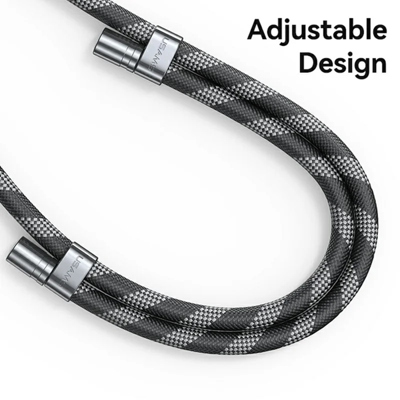 USAMS ZB316 Handytrageriemen Polyester Verstellbarer Halsgurt mit Fixierfähnchen, Gesamtlänge: 160cm - Schwarz