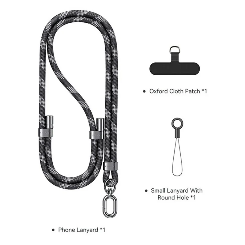 USAMS ZB316 Phone Lanyard Crossbody Polyester Adjustable Neck Strap with Tether Tab, Total Length: 160cm - Pink