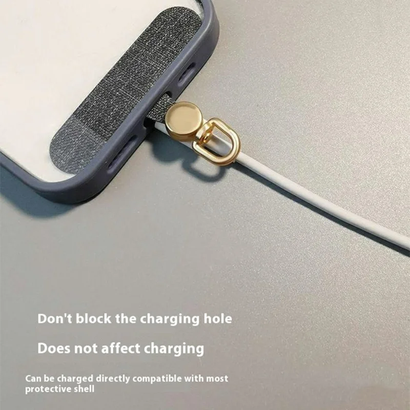 Phone Tether Tab Nylon Patch 360° Rotatable Metal Hook Phone Strap Replacement Part - Navy Blue