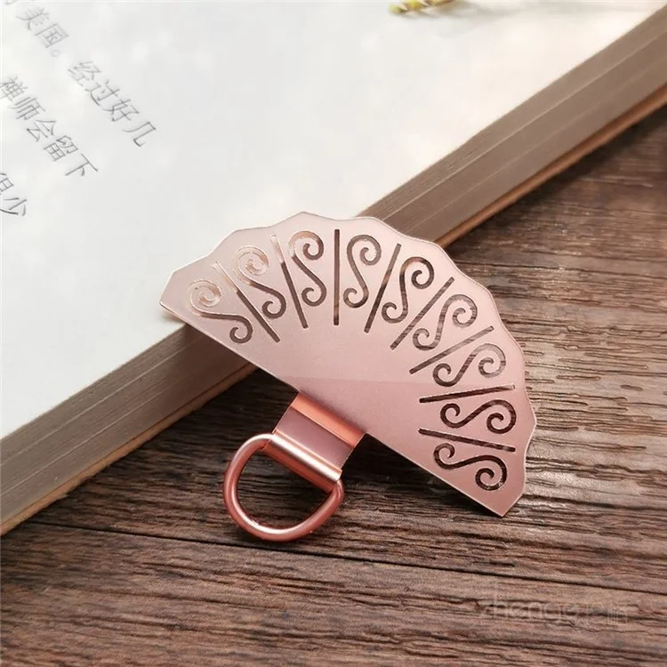 Tabón Del Teléfono de Metal Forma Del Ventilador de Ventilador Universal Pad, Almohadilla - Oro Rosa