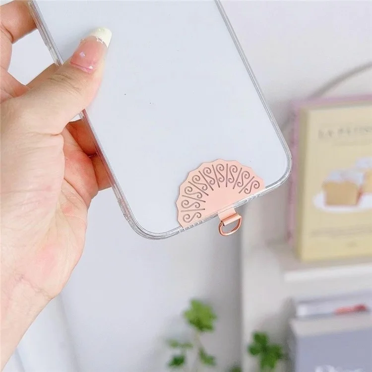 Tabón Del Teléfono de Metal Forma Del Ventilador de Ventilador Universal Pad, Almohadilla - Oro Rosa