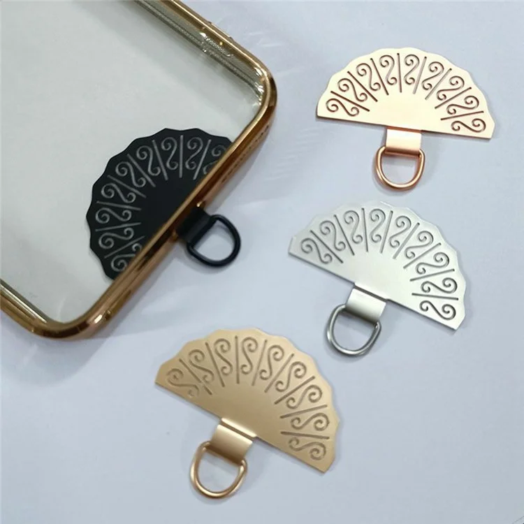 Tabón Del Teléfono de Metal Forma Del Ventilador de Ventilador Universal Pad, Almohadilla - Oro Rosa