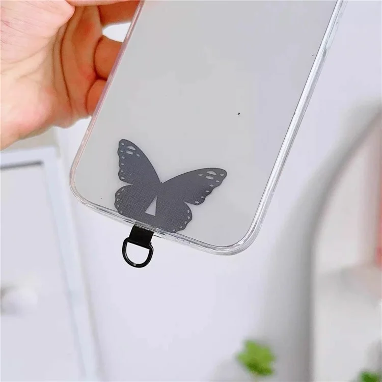 Universal Phone Tether Tab Butterfly Shape Metal Phone Patch for Cell Phone Straps - Rose Gold