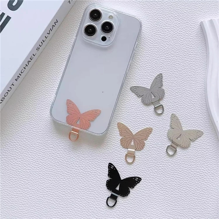 Universal Phone Tether Tab Butterfly Shape Metal Phone Patch for Cell Phone Straps - Rose Gold