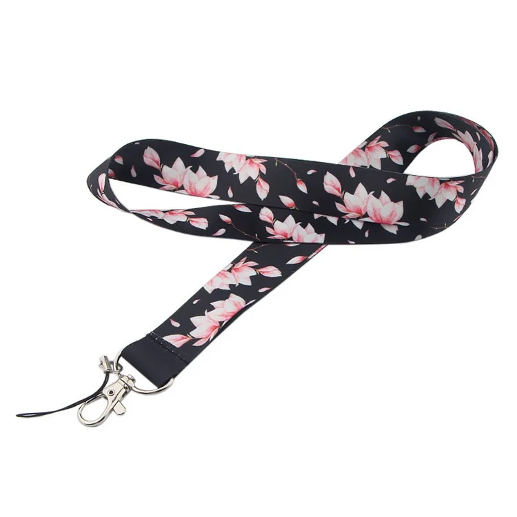 Universal Phone Lanyard Strap Flower Pattern Neck Hanging Rope for ID Badge Holder Keychain Camera - Sakura AL3357