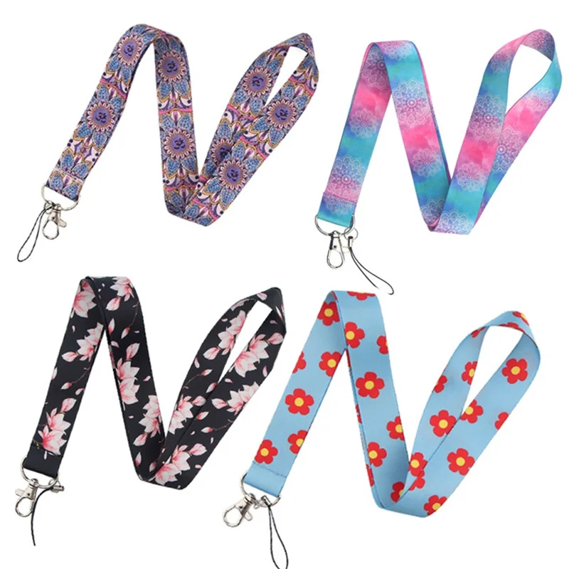 Universal Phone Lanyard Strap Flower Pattern Neck Hanging Rope for ID Badge Holder Keychain Camera - Mandala Flower AL3447