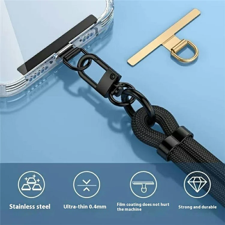 Pestañas de Metal Tether Tath en Forma de t Sticky Free Universal Patch Lanyard Patch - Negro