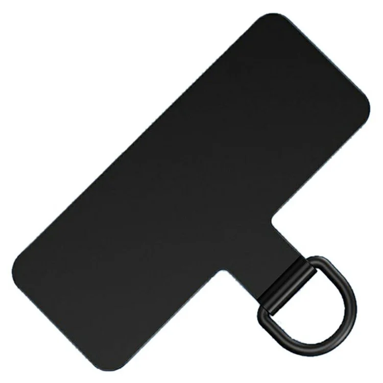 Phone Tether Tab Rectangular Metal Patch Phone Strap Replacement Part - Black