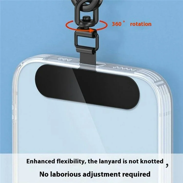 Metall Ovales Telefon Tether Tab 360 ° Rotatable Metall -haken -telefongurt Austausch - Schwarz