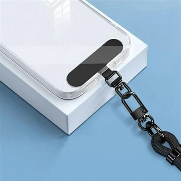 Metall Ovales Telefon Tether Tab 360 ° Rotatable Metall -haken -telefongurt Austausch - Schwarz