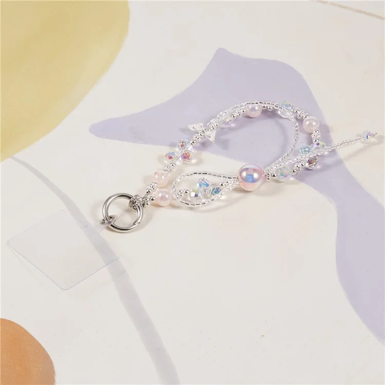 Charm de Telefone Celular Cordão de 26 cm Butterfly Borads Phone Pulsep Strap For Women Girls - Rosa