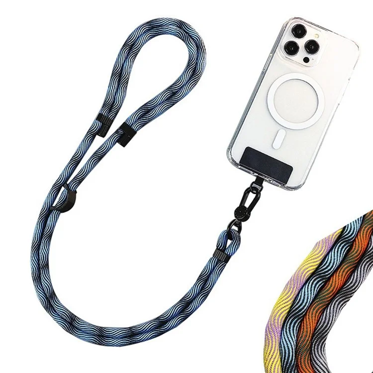 Bulk Purchasing Stylish Anti-Loss Phone Strap Adjustable Lanyard with Tether Tab for Phone Case - Blue / Black