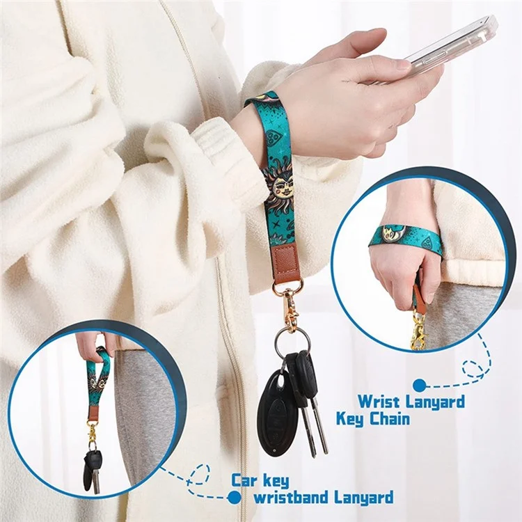 Compre em Lote Conjunto de Cordão de Pescoço e Alça de Pulso com Estampa Solar e Chaveiro Destacável para Telefones, Apito, Porta-Cartões, Chaves