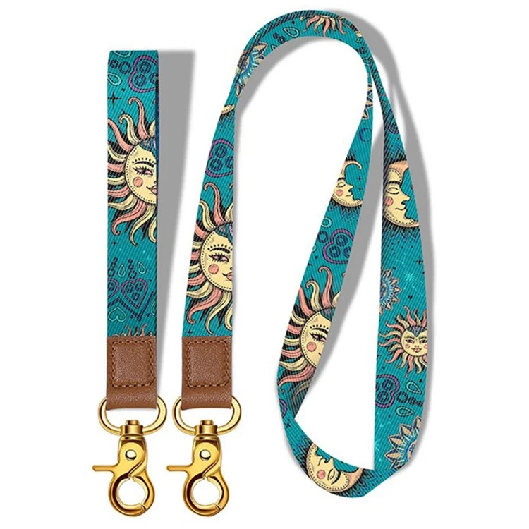 Compre em Lote Conjunto de Cordão de Pescoço e Alça de Pulso com Estampa Solar e Chaveiro Destacável para Telefones, Apito, Porta-Cartões, Chaves