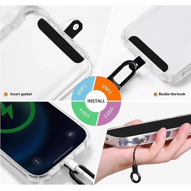 Bulk Purchasing EZ-E0088 Adjustable Phone Strap Anti-Loss Phone Cases Lanyard with Tether Tab - Black